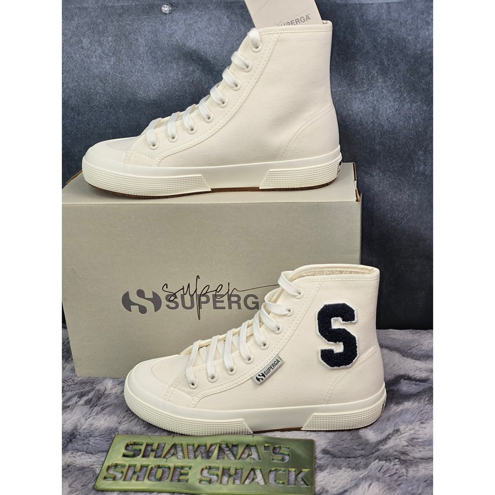 NWB Superga 2295 Cotton Terry Patch White High Top Sneakers Womens Size 6
